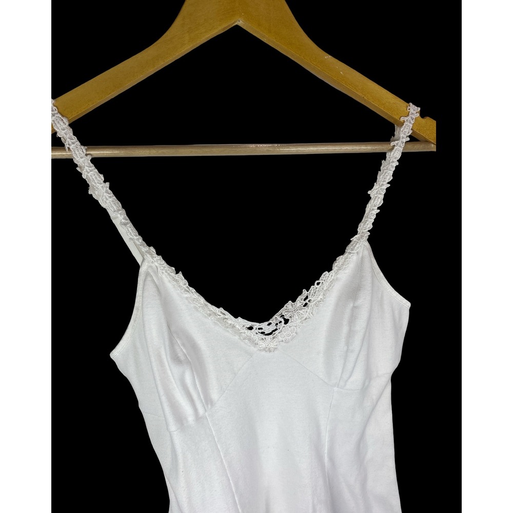 Vintage 90's Victorias Secret White Cotton Lace Trim Slip Dress Chemise S USA - Picture 6 of 8